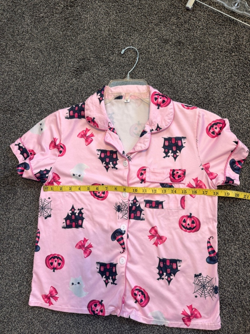 Pink Halloween Print Shorts Pajama 2Piece Set Size Small - Picture 15 of 16